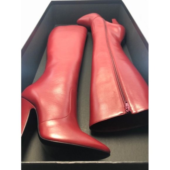 Saint Laurent Red 68 Knee-high Leather Boots - Picture 4 of 12